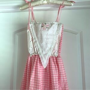 ✨Sold✨ Pink and white gingham floral eyelet midi dress